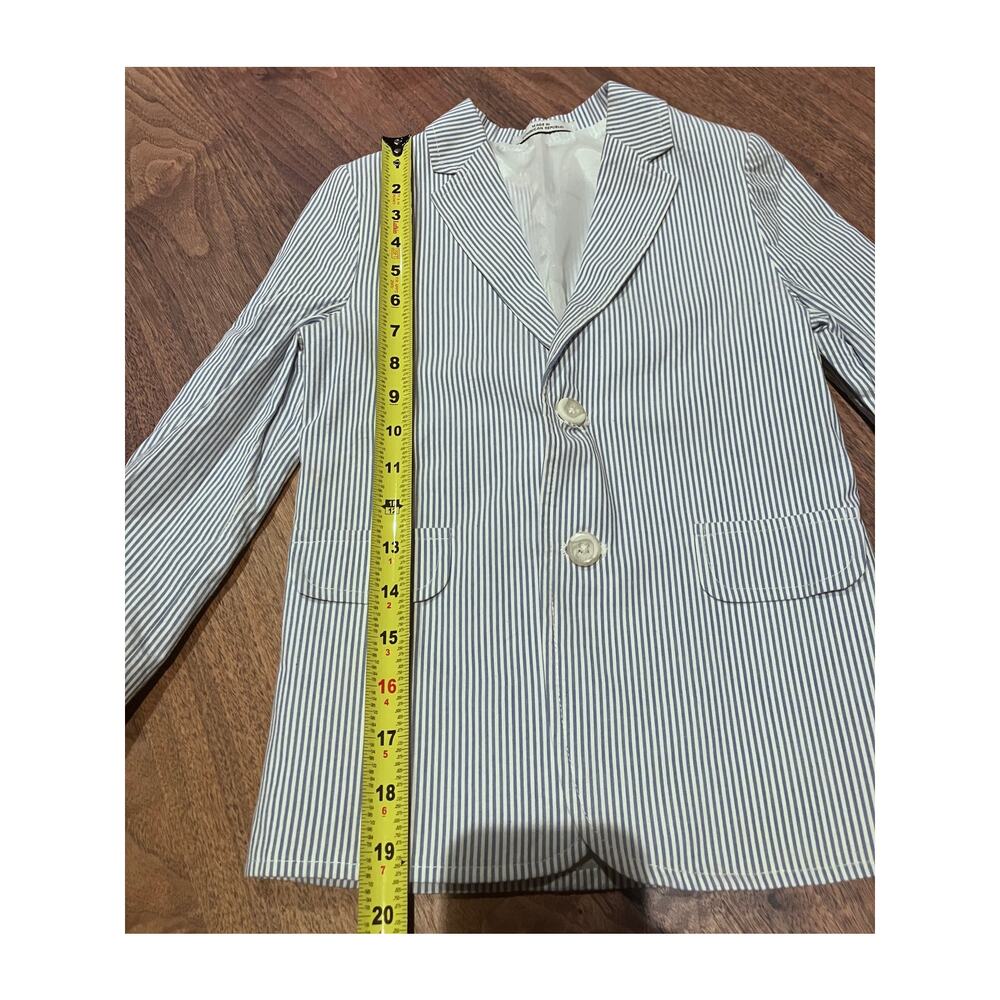 The Children’s Place (?) Boys Seersucker Blazer Size 6 Blue White Stripe Cotton - Picture 6 of 8